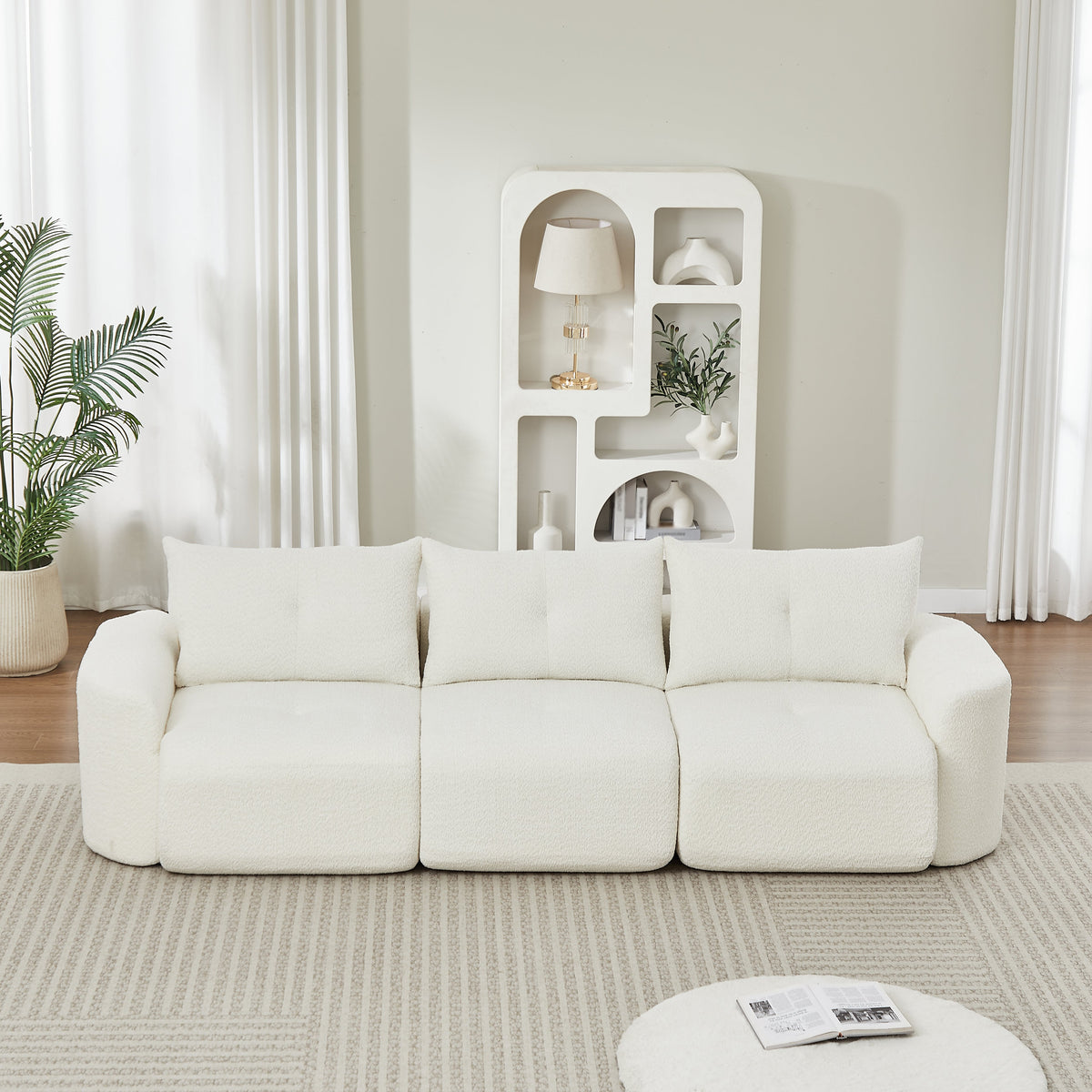 Chenille sofa white 109in modern 3-seater by HouseOfZazla on Tampa Home & Garden Store