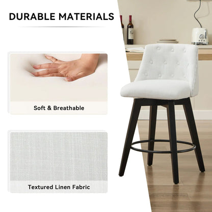 Swivel Bar Stools With Button Tufted Back 2 Pack