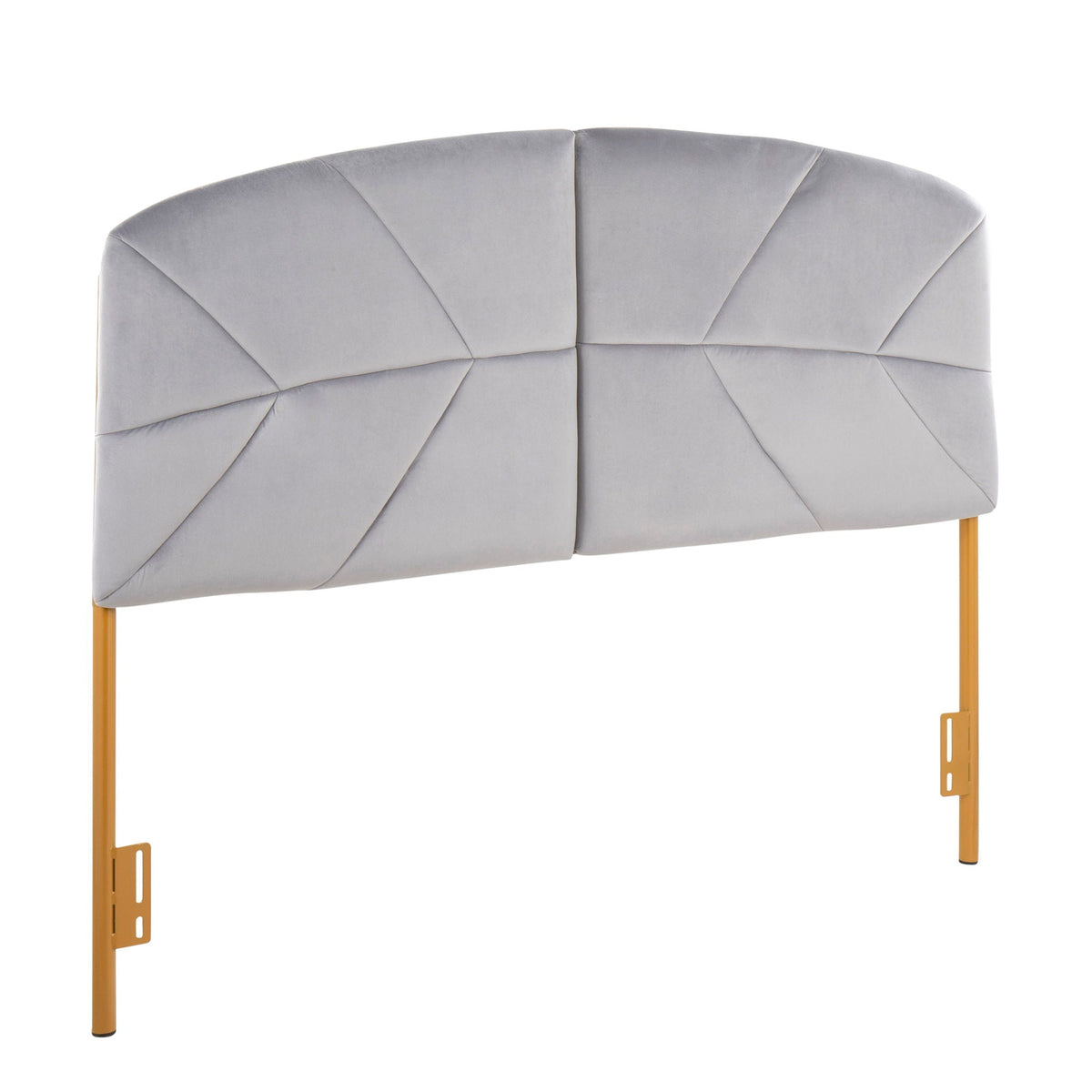 Contemporary Glam Upholstered Headboard in gray velvet by HouseOfZazla with tufted panels on Tampa Home & Garden Store