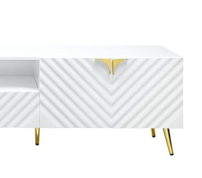 Gaines high gloss TV stand white by HouseOfZazla with gold legs on Tampa Home & Garden Store