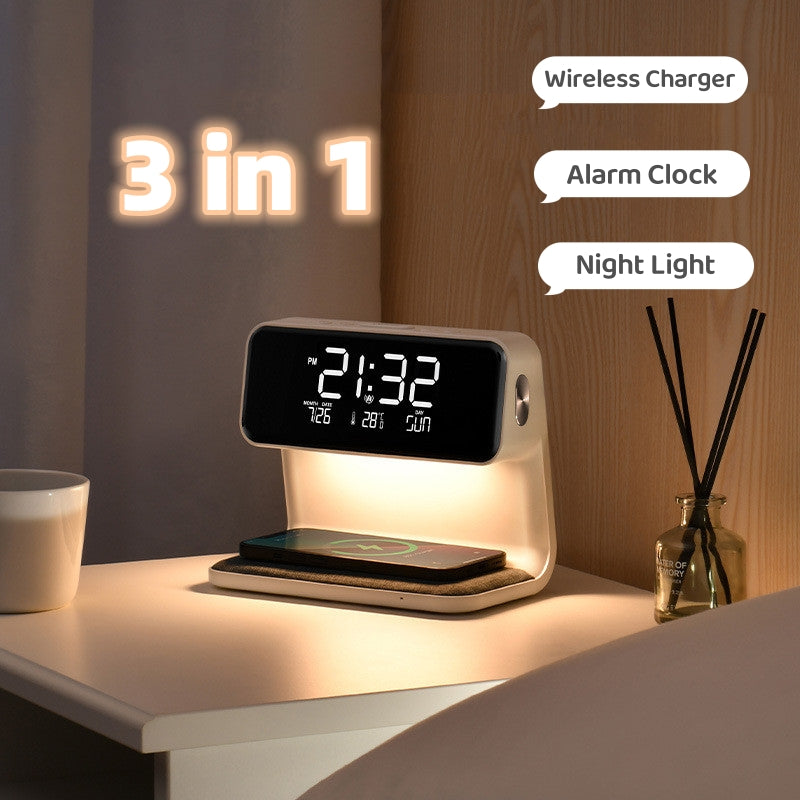 Perfecsy 3-in-1 bedside lamp with wireless charger LCD clock night light Garden Store on Tampa Home & Garden Store