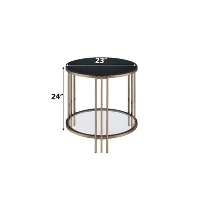 Abisha coffee table with black sintered stone top and lower shelf 23in 24in high HouseOfZazla on Tampa Home & Garden Store