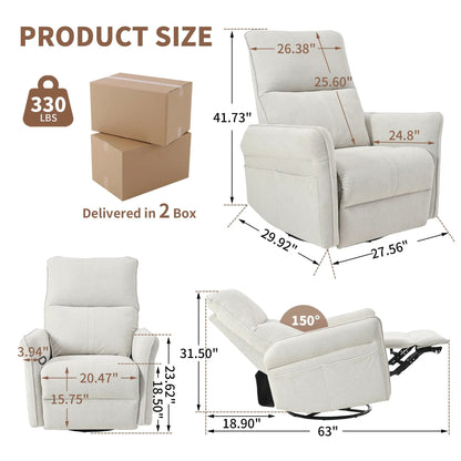 270 Degree Power Swivel Rocker Recliner With USB