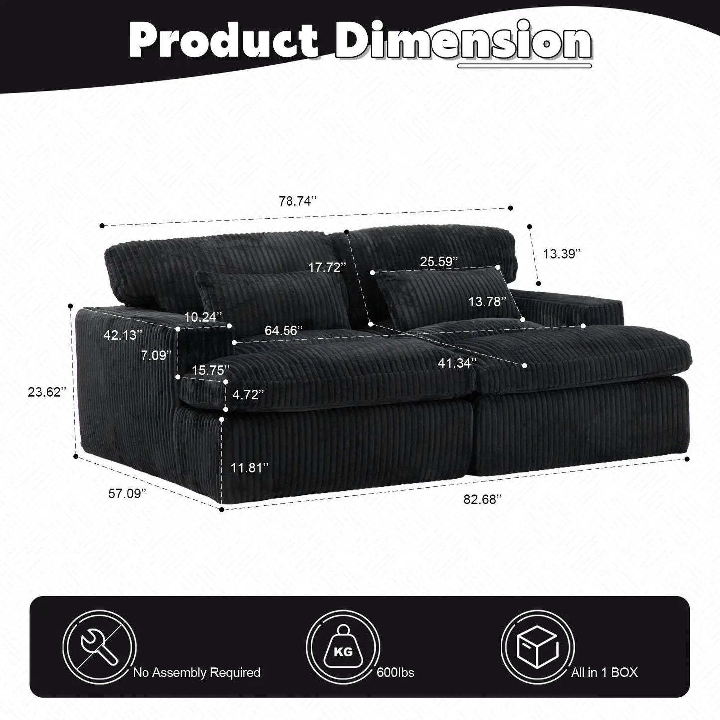 Oversized Double Chaise Lounge Chair Upholstered