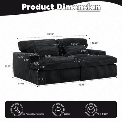 Oversized Double Chaise Lounge Chair Upholstered
