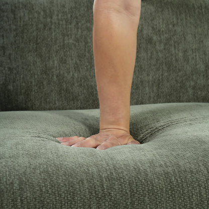 87.4 Modern Minimalist Curved Block Sofa cushion in dark green fabric upholstery on Tampa Home & Garden Store