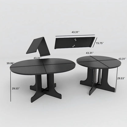Dining table expandable black oval with removable leaf and X-shaped trestle base on Tampa Home & Garden Store