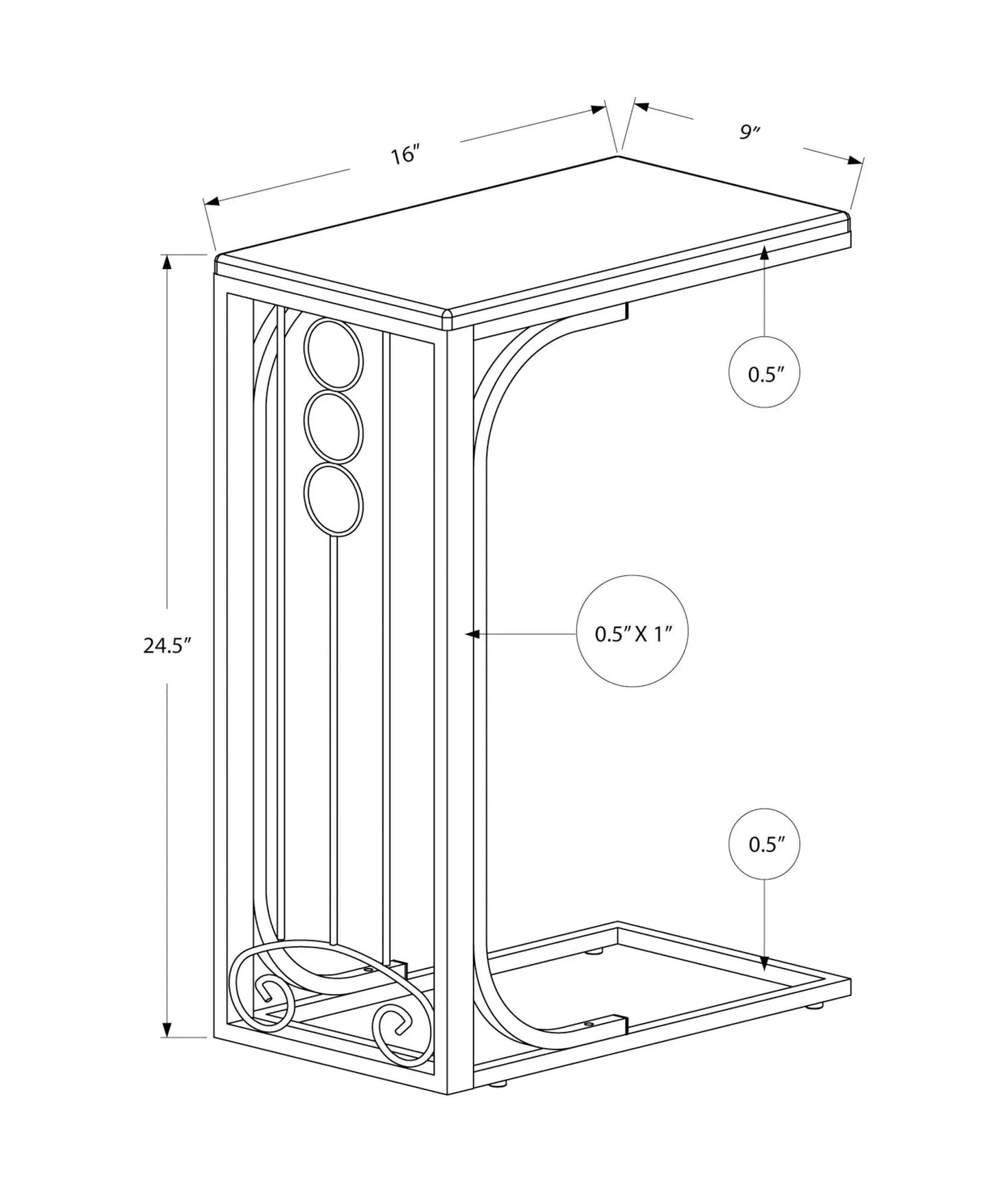 Elegant C-shaped accent table with curved metal frame and shelf Unique Piece Furniture on Tampa Home & Garden Store