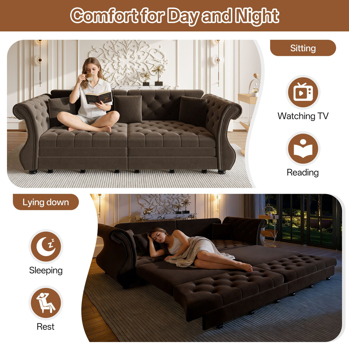 Oversized Chesterfield Sofa and a Pull Out Bed