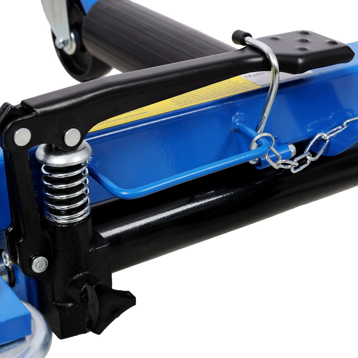 Hydraulic car wheel dolly set of 2 by HouseOfZazla with foot pedal lift; blue frame, black base on Tampa Home & Garden Store