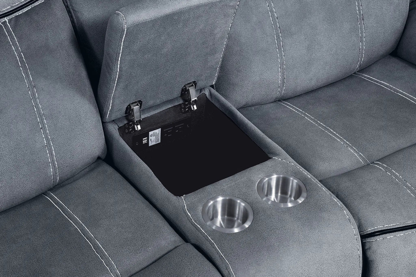 Zubaida Two Tone Recliner Loveseat with USB Port