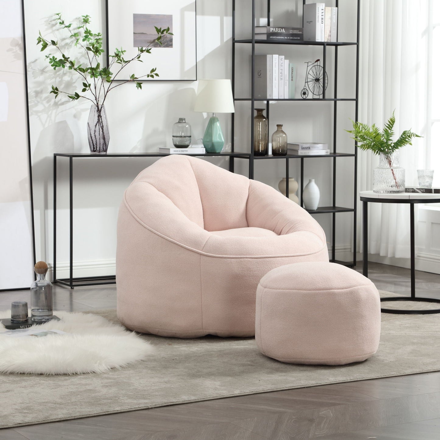 Cozy Bean Bag Chair With Foam and Footrest