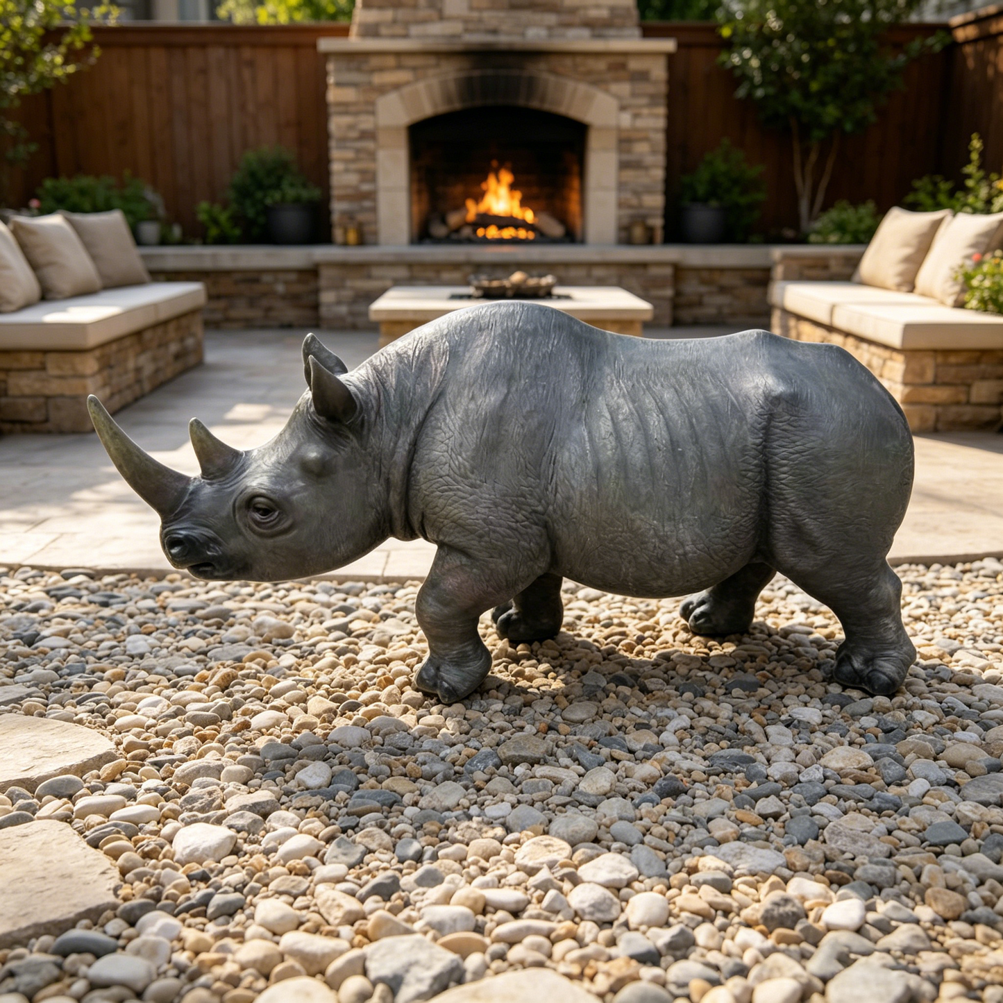 27.5in large realistic rhinoceros garden statue, gray textured sculpture by HouseOfZazla on Tampa Home & Garden Store