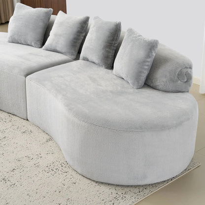 Modern Curved Sofa with Pillows for Living Room