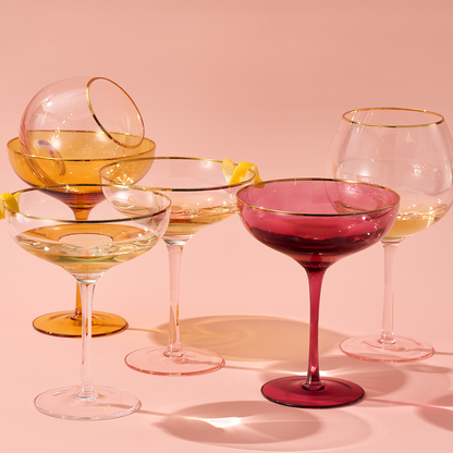 Set of 2 Yellow Palazzo Champagne Coupez Glasses