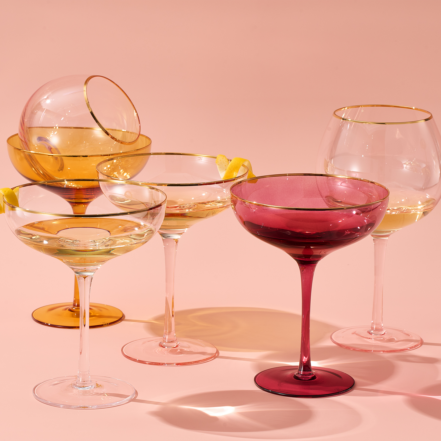 Pink Palazzo Stemmed Wine Glassware Set of Two