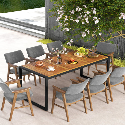 79 Inch Acacia Wood Patio Table with 1.9 Inch Umbrella Hole for Garden and Poolside - Tampa Home & Garden Store