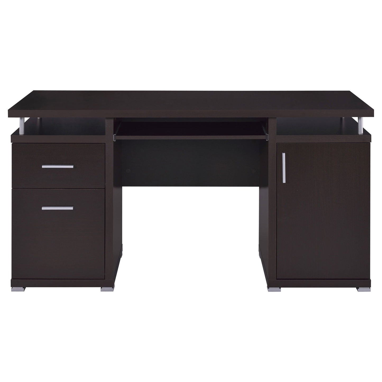 Rochelle 2-Drawer Office Desk espresso finish by HouseOfZazla, writing desk with metal pulls on Tampa Home & Garden Store