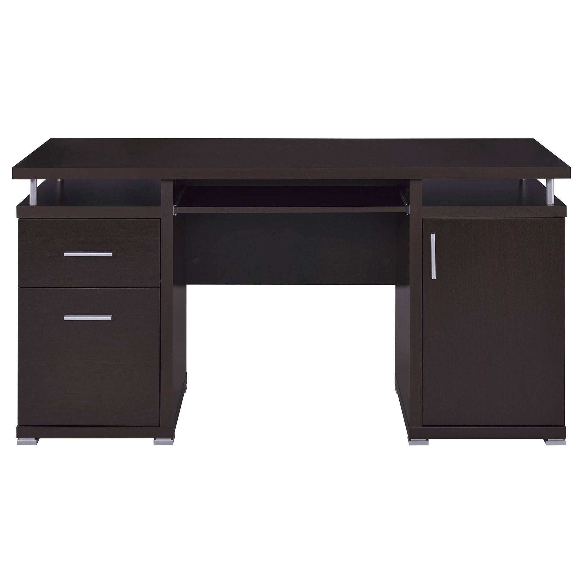 Rochelle 2-Drawer Office Desk espresso finish by HouseOfZazla, writing desk with metal pulls on Tampa Home & Garden Store