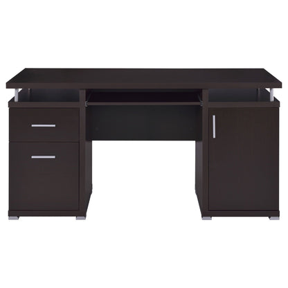 Rochelle 2-Drawer Office Desk espresso finish by HouseOfZazla, writing desk with metal pulls on Tampa Home & Garden Store