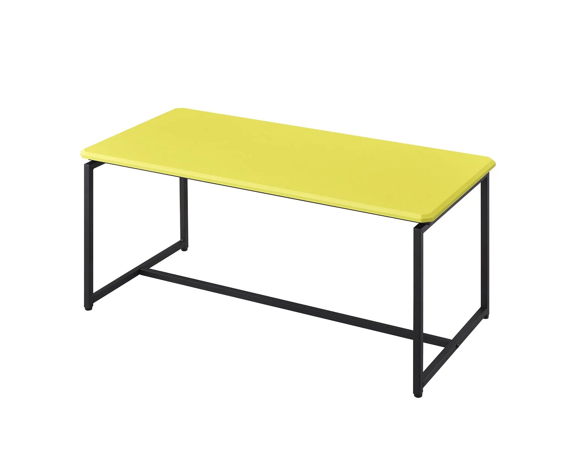 GT 3-piece carbon fiber wrap coffee table and end tables set with yellow tops on black metal frames on Tampa Home & Garden Store