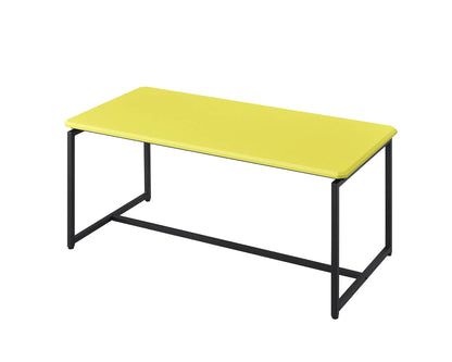 GT 3-piece carbon fiber wrap coffee table and end tables set with yellow tops on black metal frames on Tampa Home & Garden Store
