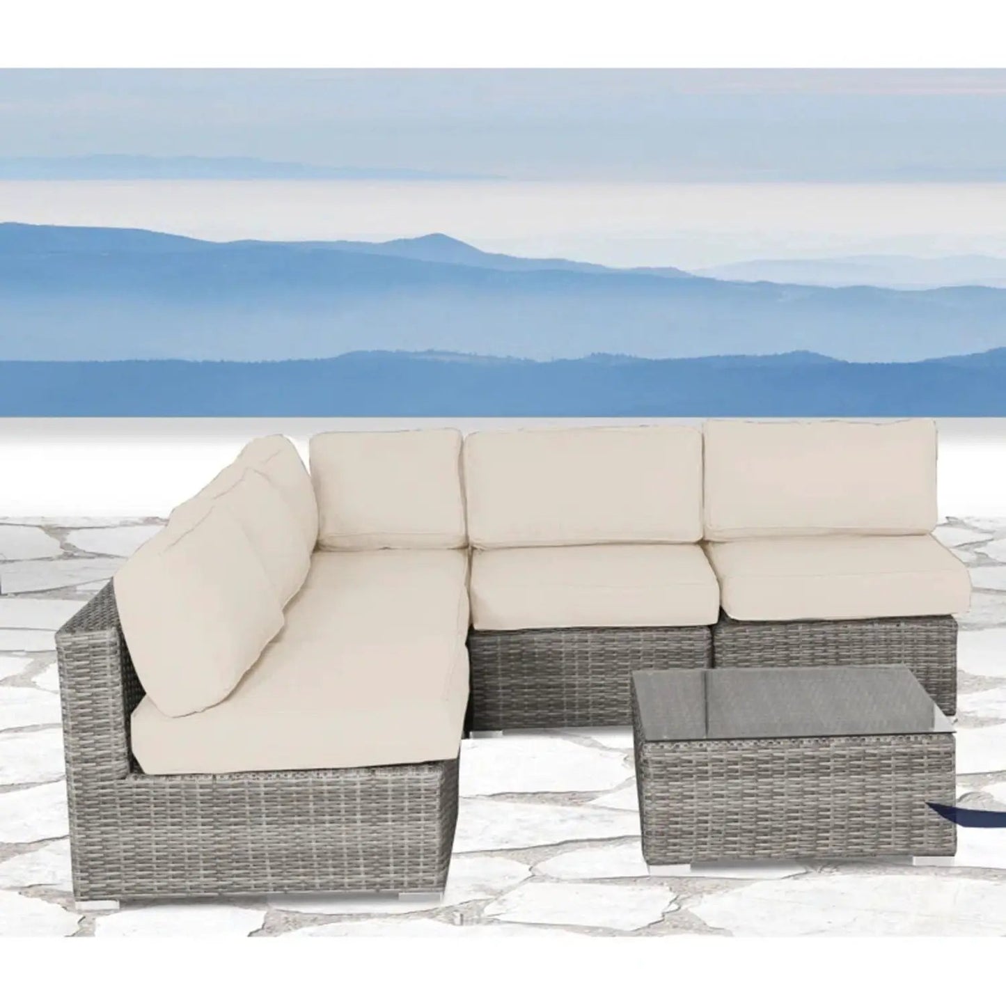 4 Piece Outdoor Seating Set with Beige Cushions, Handcrafted Wicker by Unique Piece Furniture on Tampa Home & Garden Store