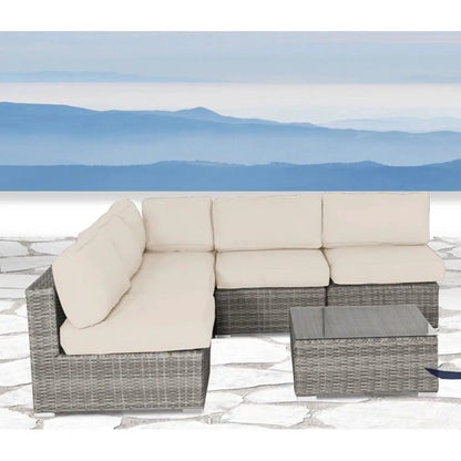 4 Piece Outdoor Seating Set with Beige Cushions, Handcrafted Wicker by Unique Piece Furniture on Tampa Home & Garden Store