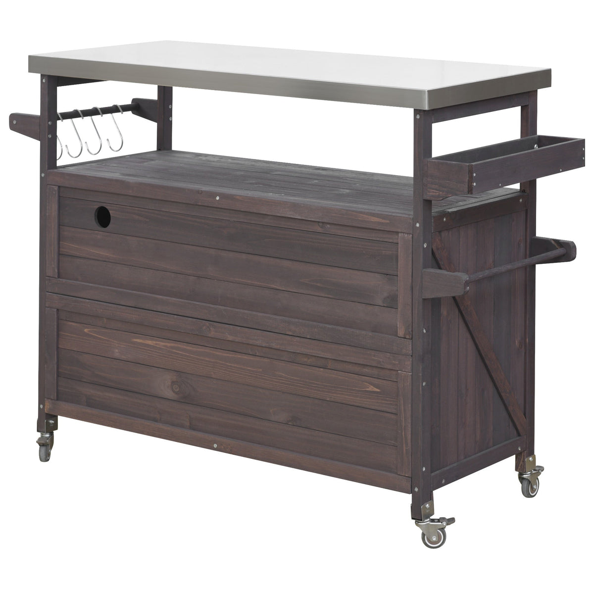 K&K Outdoor Kitchen Island rolling bar cart by HouseOfZazla with metal top and wheels on Tampa Home & Garden Store