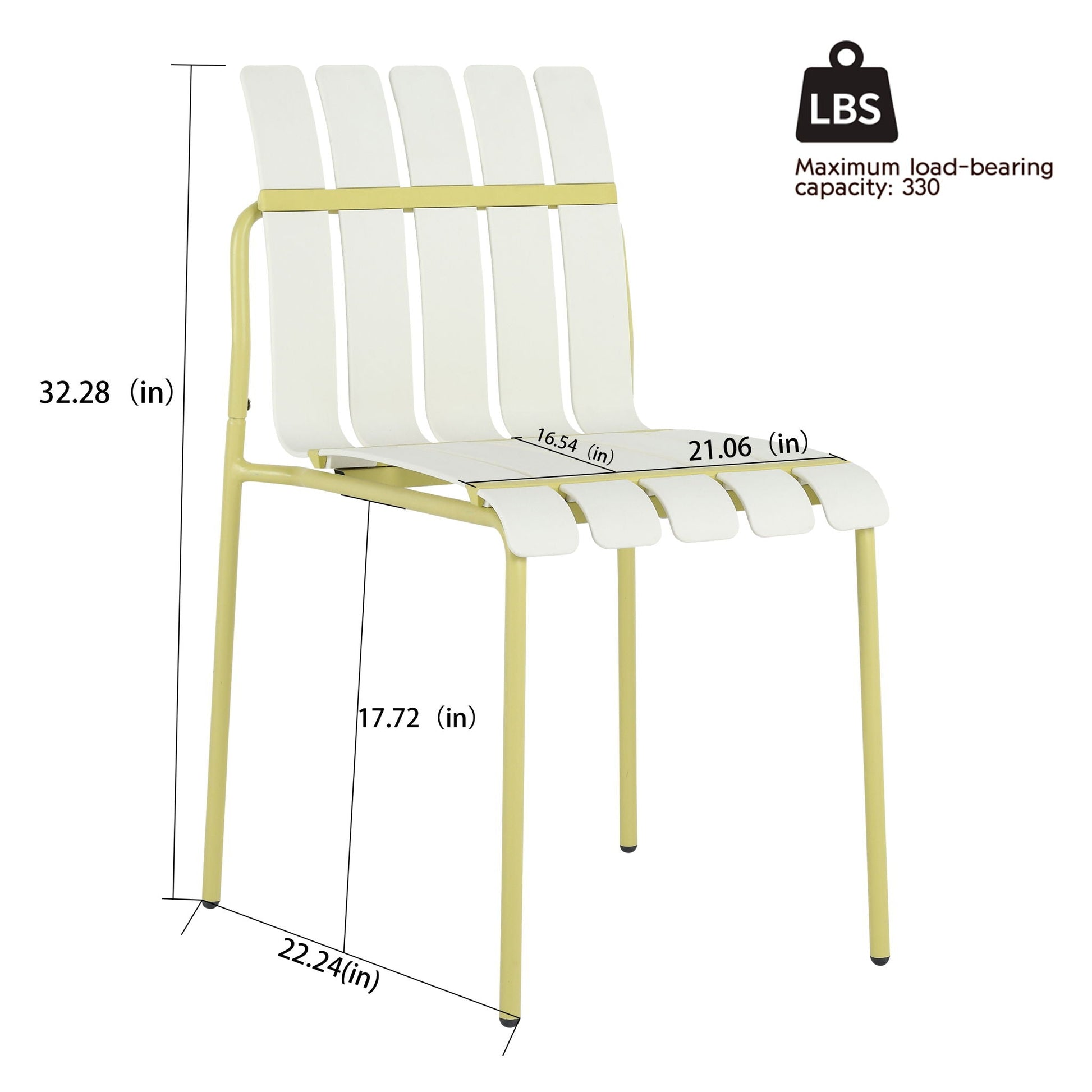 4-piece set of modern color-block chairs with white slats and pale yellow frames on Tampa Home & Garden Store