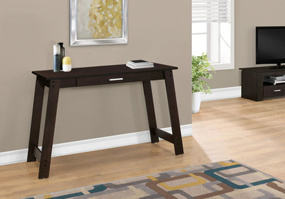 Computer desk in dark espresso with a single storage drawer and angled legs on Tampa Home & Garden Store