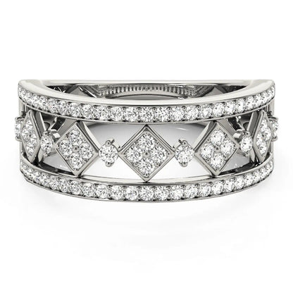 Diamond Studded Square Motif Ring in 14k White Gold with pavé diamonds, Bids.com on Tampa Home & Garden Store