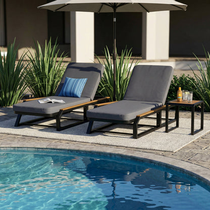 Five Piece Outdoor Chaise Set and Side Table
