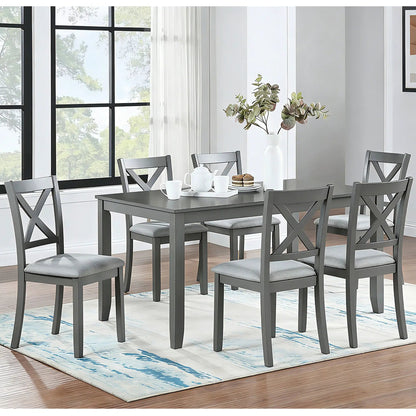 Kitchen Dining Set, Rectangular Table with gray X-back chairs, 6-piece set, on Tampa Home & Garden Store