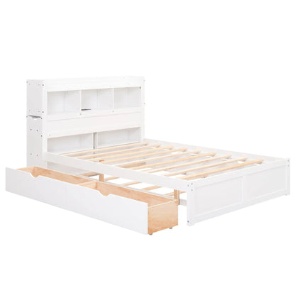 Storage Platform Bed With Shelves and Drawers