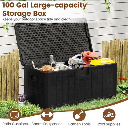 100 Gallon Large Deck Box With Lockable Lid