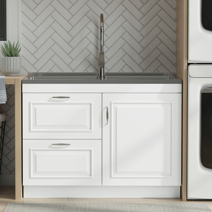 Darwin Laundry Utility Sink with Dual Sinks vanity, chrome faucet on Tampa Home & Garden Store
