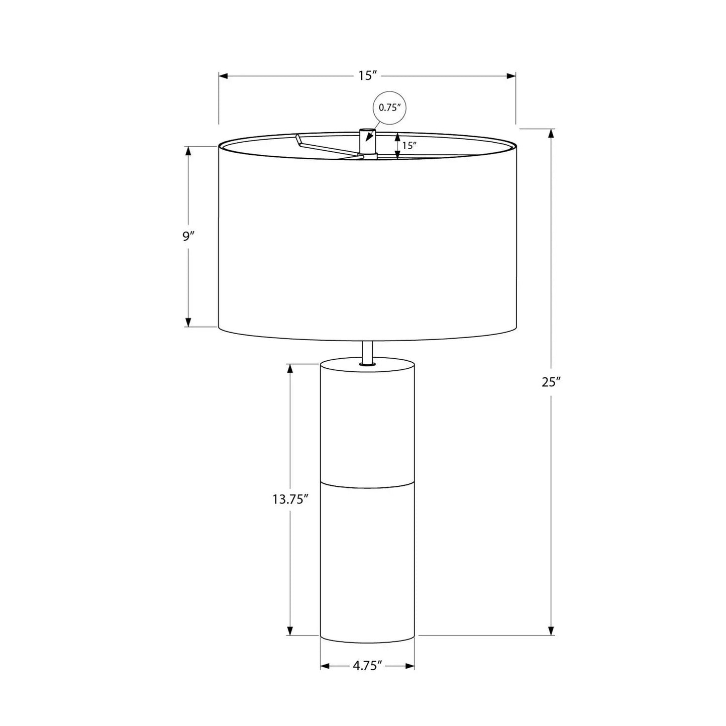 Table lamp with concrete base and black/gold drum shade, 15 in dia, 25 in tall on Tampa Home & Garden Store