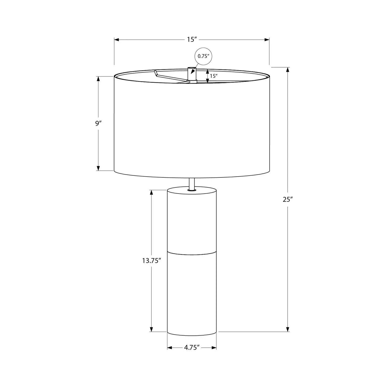 Table lamp with concrete base and black/gold drum shade, 15 in dia, 25 in tall on Tampa Home & Garden Store