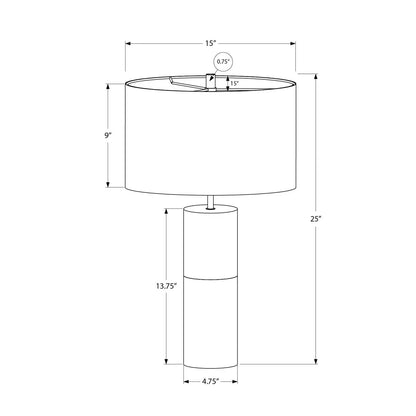 Table lamp with concrete base and black/gold drum shade, 15 in dia, 25 in tall on Tampa Home & Garden Store