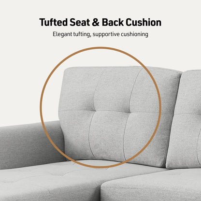 Lucca reversible sleeper sectional sofa in light gray fabric with tufted cushions storage chaise on Tampa Home & Garden Store
