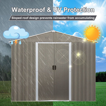Galvanized Outdoor Metal Storage Shed and Gray