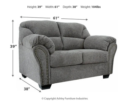 Allmaxx Loveseat Pewter Gray with Divided Back
