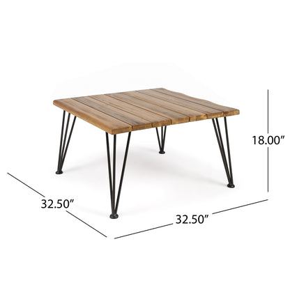 Sturdy Outdoor Coffee Table With Wood And Iron