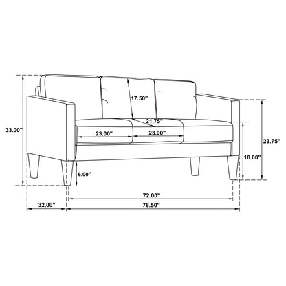 Ruth Two Piece Track Arm Sofa and Black Cushions