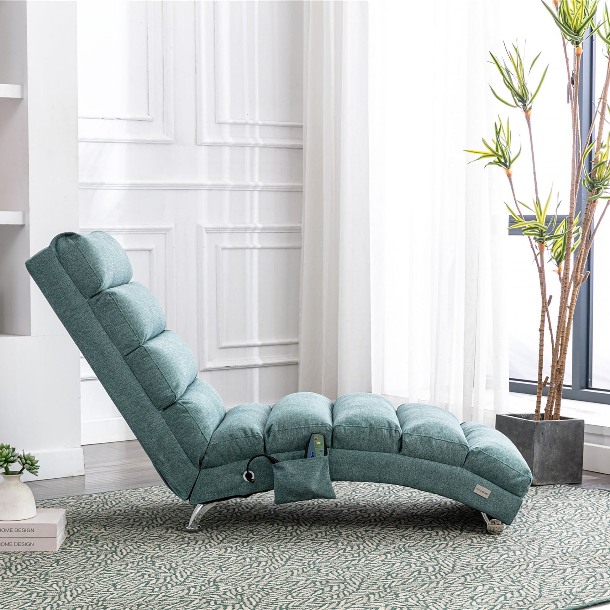 Teal massage chaise with remote control, ergonomic electric lounger by Unique Piece Furniture on Tampa Home & Garden Store