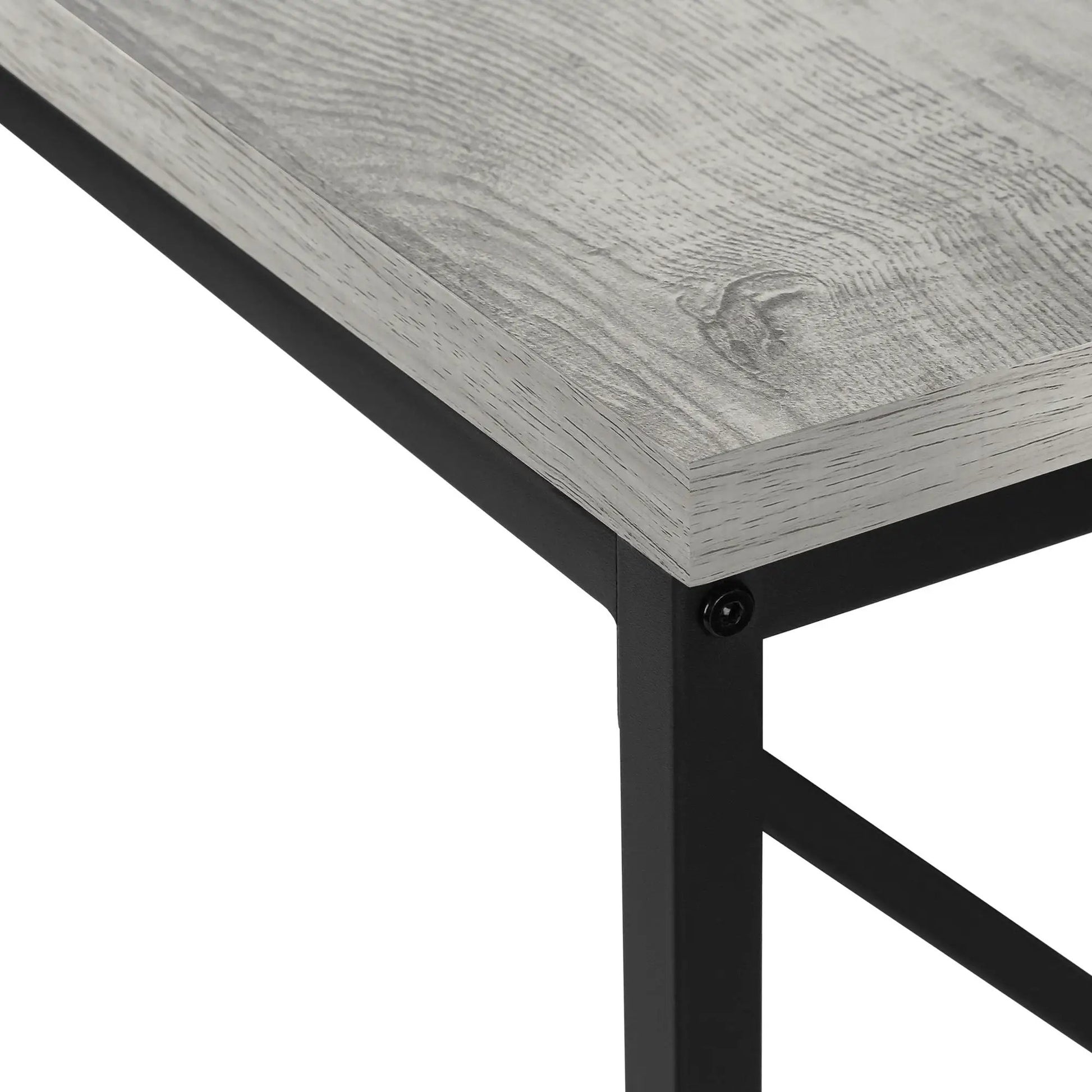 Accent Console Table For Entryway, Modern Design gray wood grain top with black metal legs on Tampa Home & Garden Store