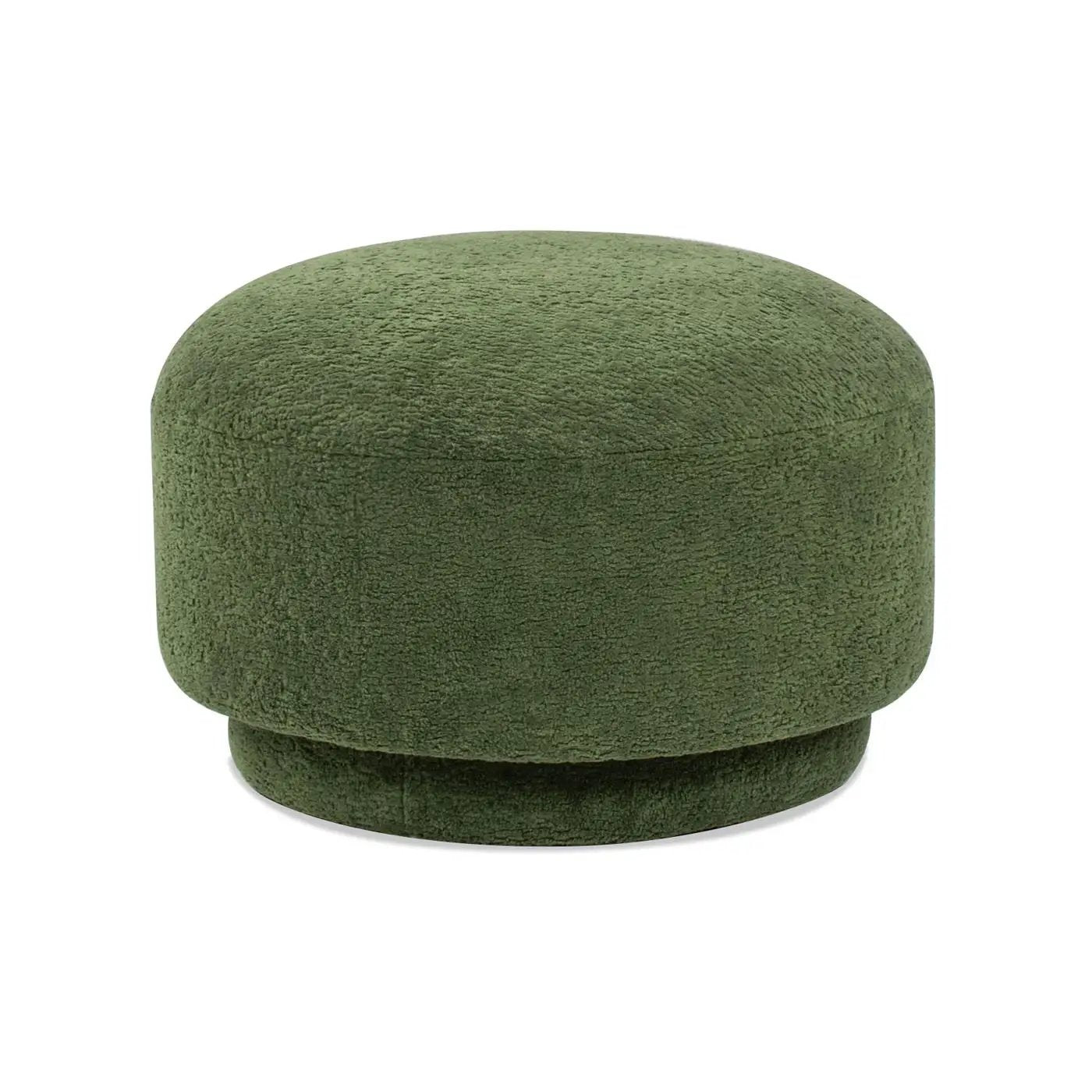 Fuji mushroom footstool ottoman in olive green boucle fabric by Unique Piece Furniture on Tampa Home & Garden Store