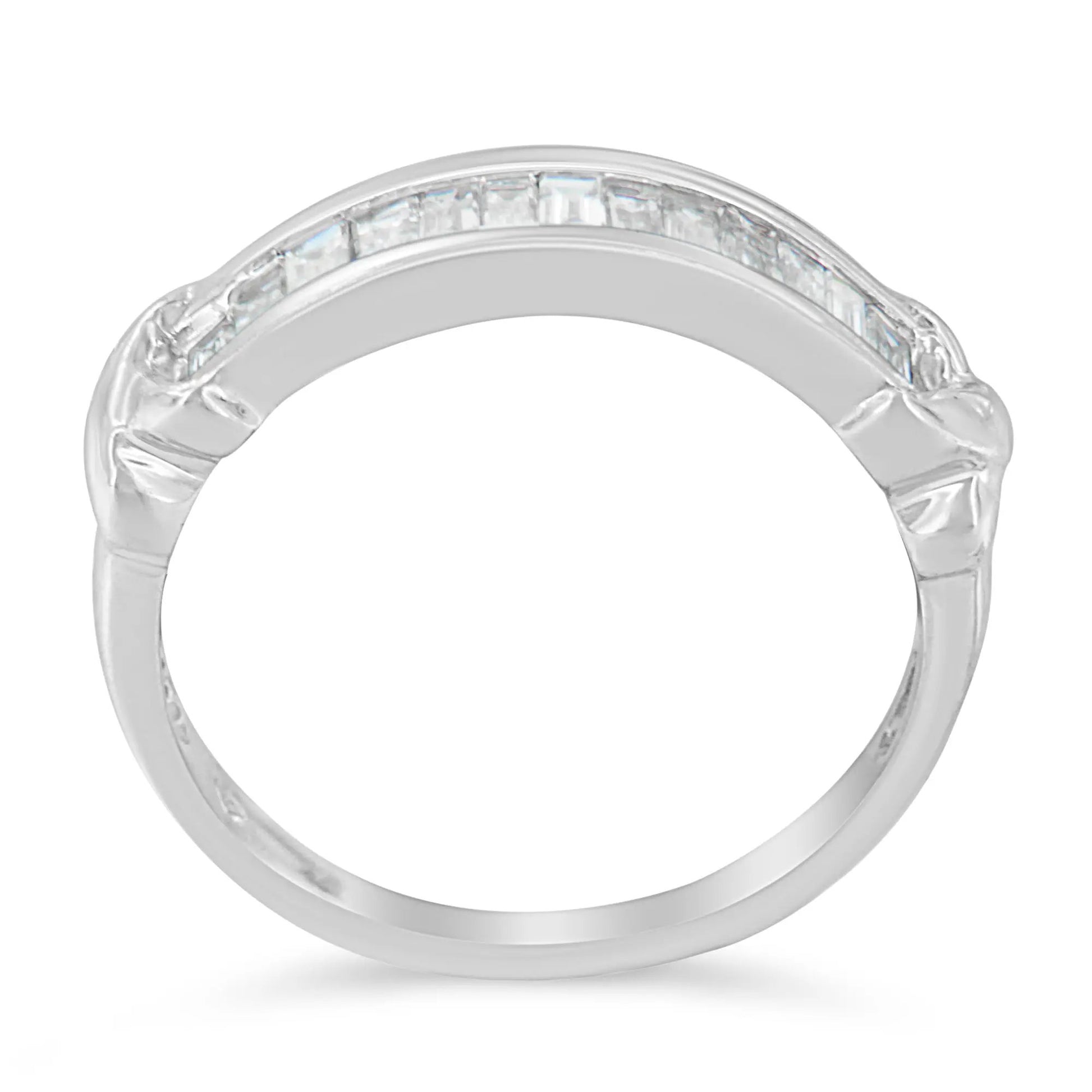 Sterling silver ring with baguette-cut channel diamonds, 1/2 cttw, X-Station style, size 6.5 on Tampa Home & Garden Store