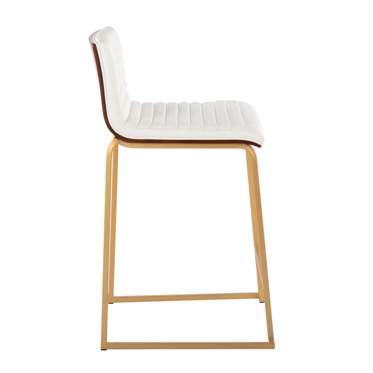 Mason Mara counter stool set of 2, white upholstered seat with wood frame and gold legs on Tampa Home & Garden Store